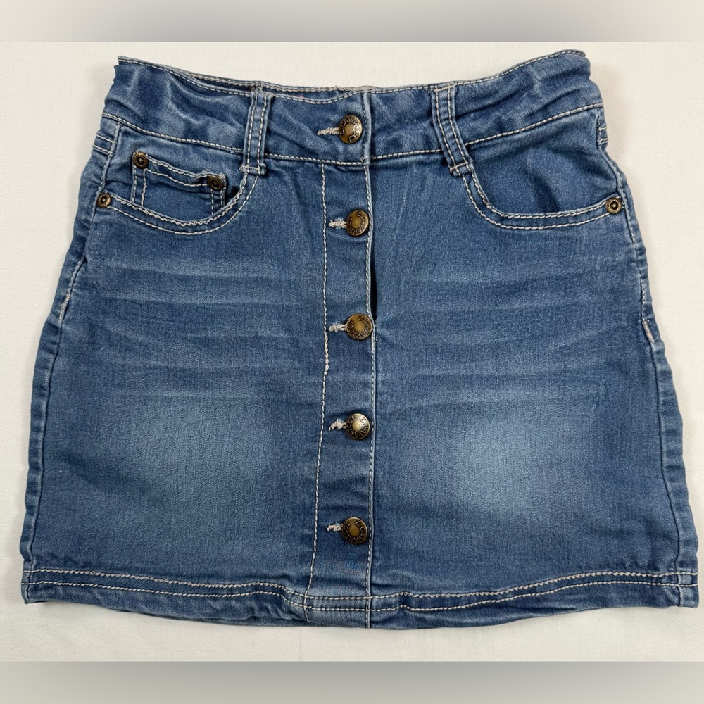 Z. CAVARICCI Girls Denim‎ Mini Skirt Size 8 Button Front Blue Jean Y2K Retro 90s